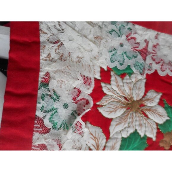 Poinsettia Christmas Wall Hanging Holiday Home Decoration Square Shape 22.5" - Picture 5 of 8